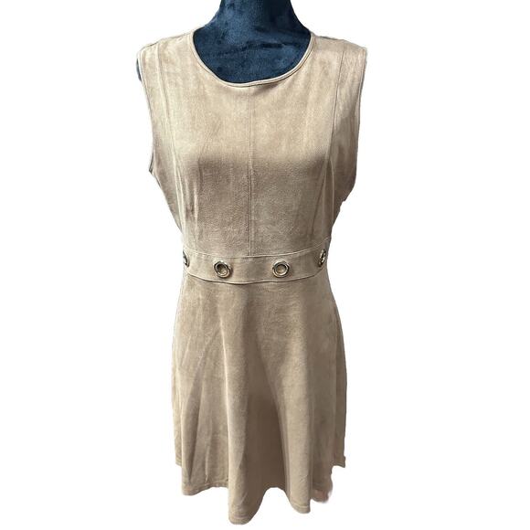 Apt. 9 Women's Dress Caramel Brown Faux-Suede Sleeveless Grommets  Boho Chic 10 - Picture 1 of 11